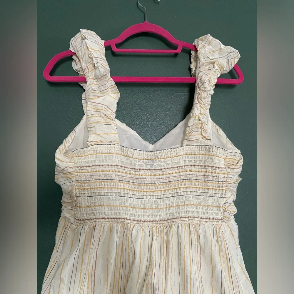 GAP- Match Baby dress sleeveless tiered metallic stripe cotton blend midi dress - Picture 15 of 16